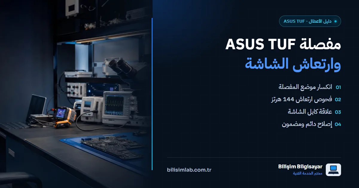 ASUS TUF Gaming: انكسار المفصلة وارتعاش الشاشة — الحل لـ F15 وA15 وFX505