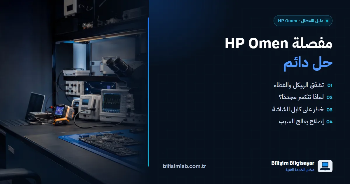 انكسار مفصلة HP Omen: الهيكل يتشقق وغطاء الشاشة ينفصل — حل دائم ومضمون