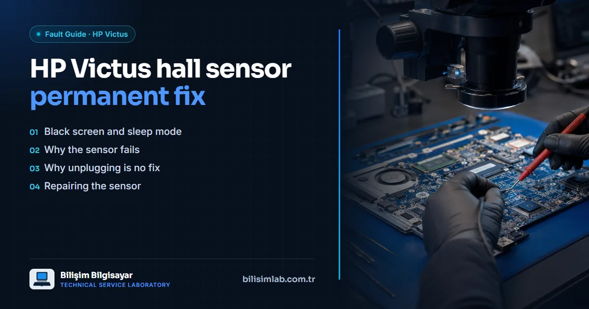 HP Victus hall sensor failure: screen goes black, laptop goes to sleep — a permanent, guaranteed fix