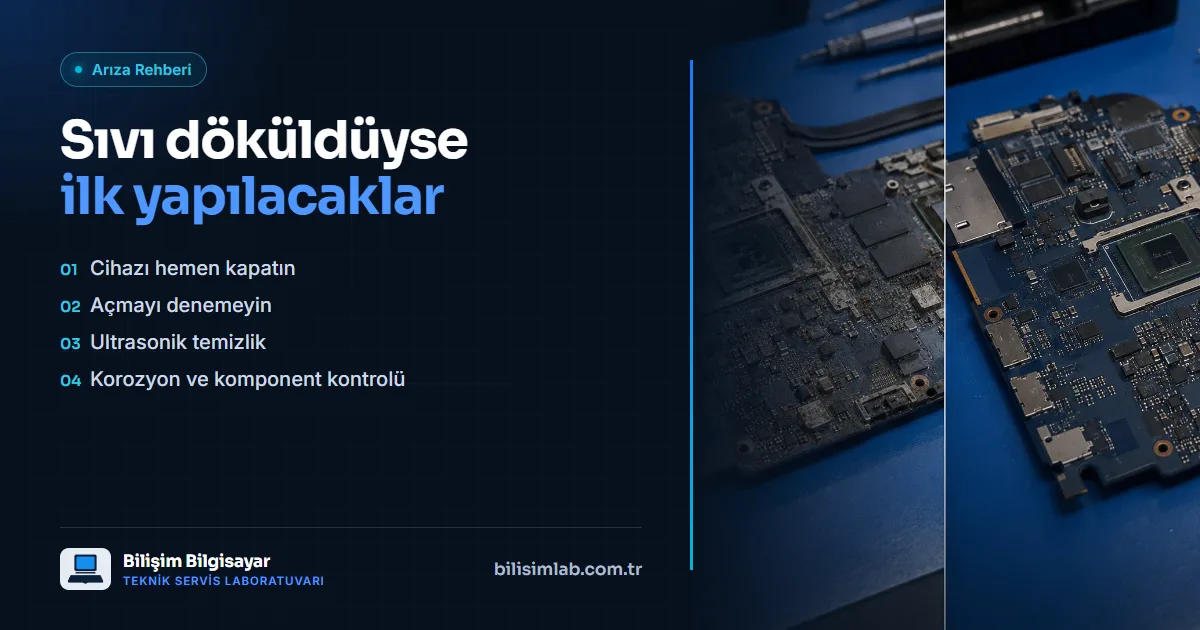 Sıvı temaslı laptopta ilk yapılması gerekenler